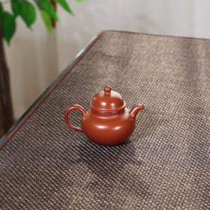 紫砂壺宜興小煤窯朱泥小品掇球壺100CC側面俯視圖