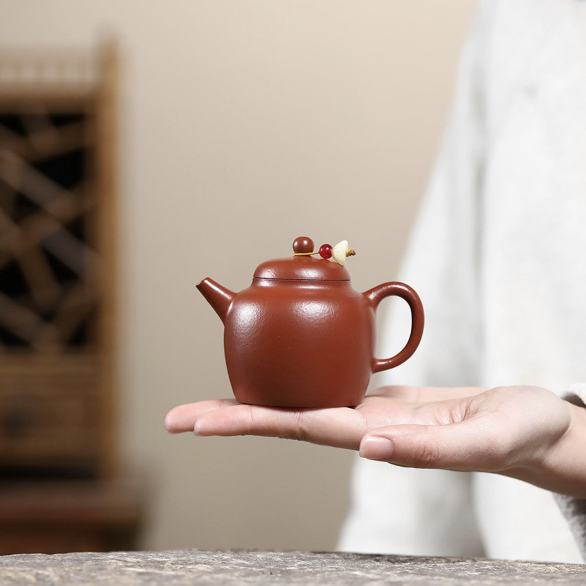 宜興紫砂壺朱泥小品慕古壺100CC