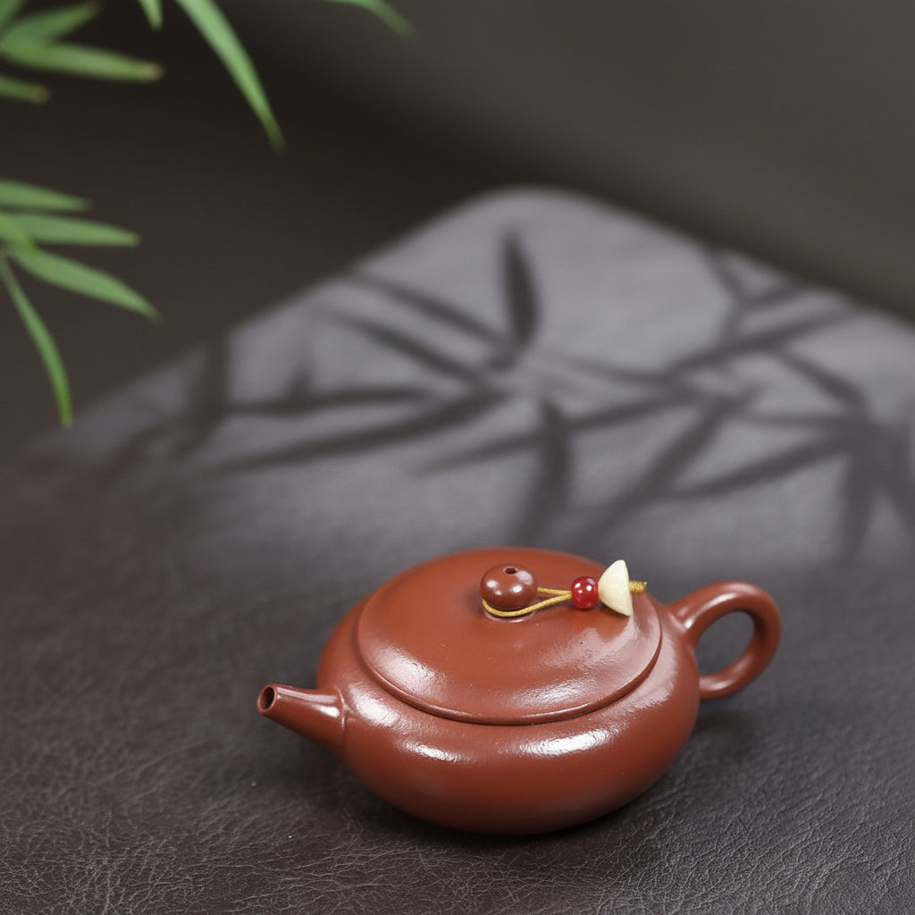 宜興紫砂壺｜朱泥扁晨壺75CC功夫茶小壺孟臣罐– 嵐雲茶業