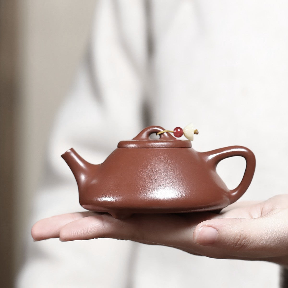 宜興朱泥小品紫砂壺子冶石瓢100cc