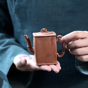 宜興紫砂壺降坡泥四方竹節壺130cc