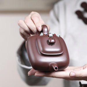 紫泥底槽青四方傳爐壺250cc