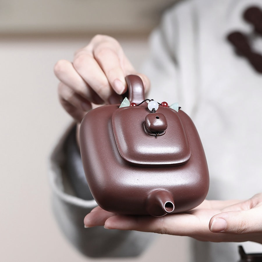 紫泥底槽青四方傳爐壺250cc