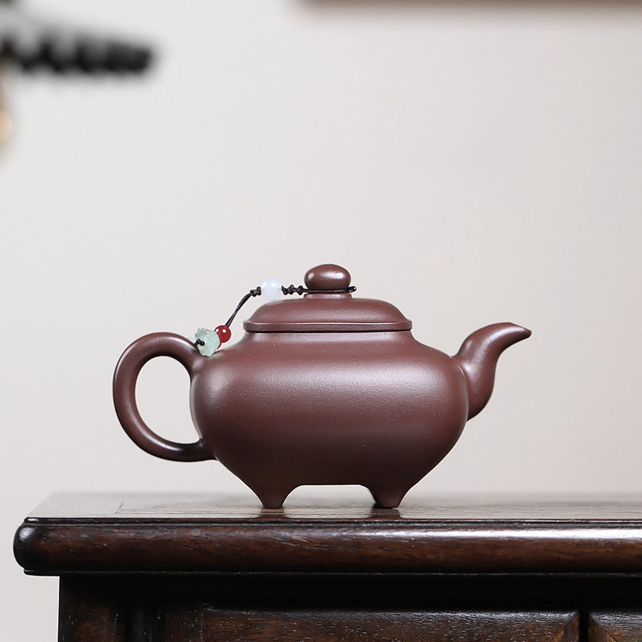 紫泥底槽青四方傳爐壺250cc