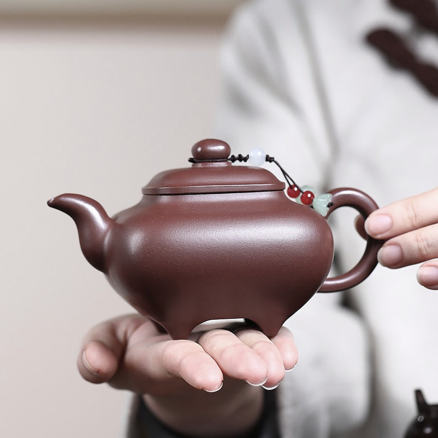 紫泥底槽青四方傳爐壺250cc