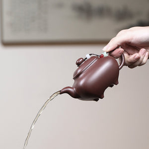 紫泥底槽青四方傳爐壺250cc