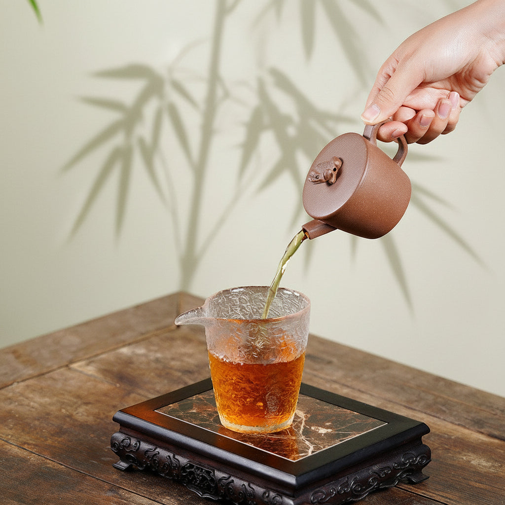 宜興紫砂壺青灰段泥金蟬獻瑞壺140cc