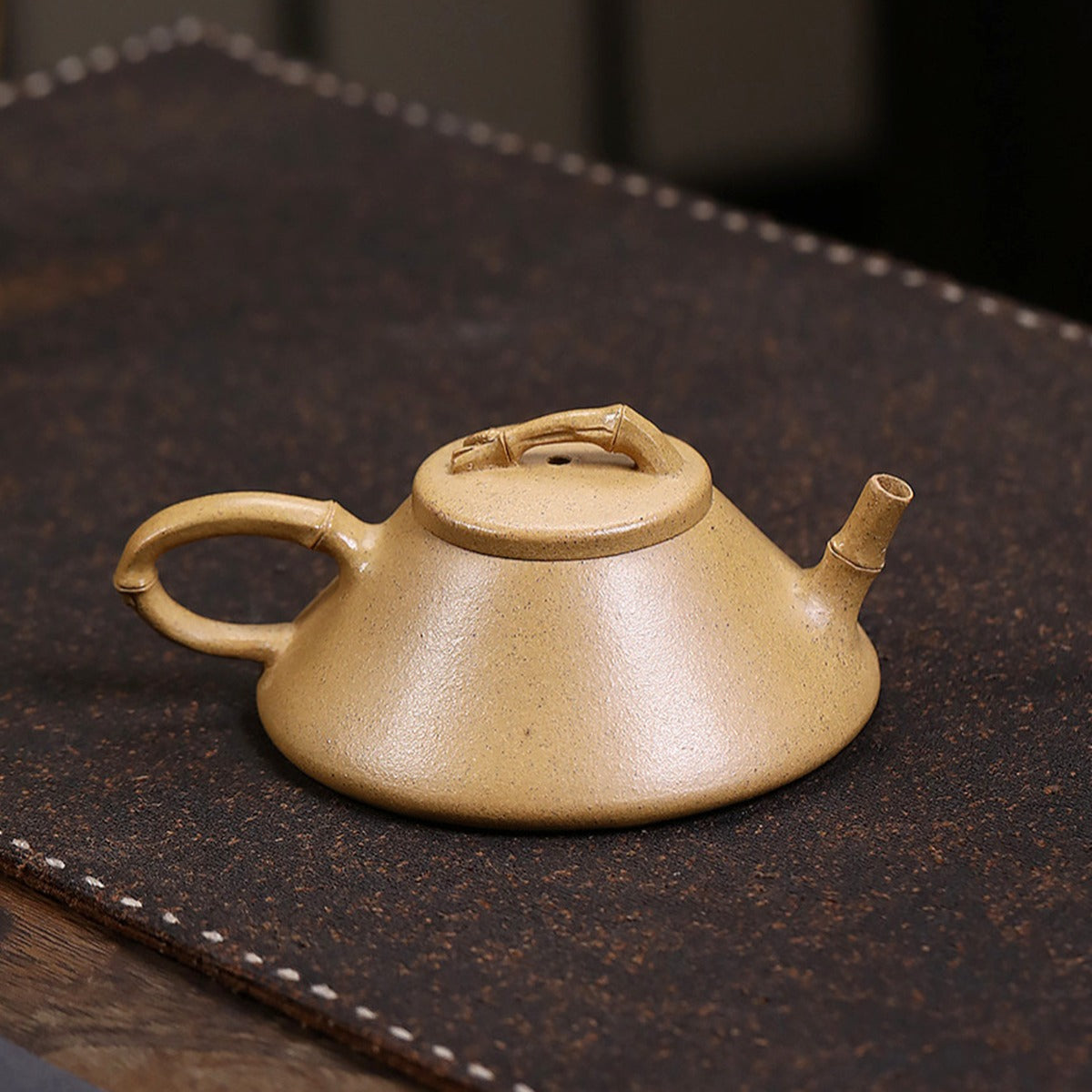 宜興小品紫砂壺黃金段泥竹節石瓢壺90cc