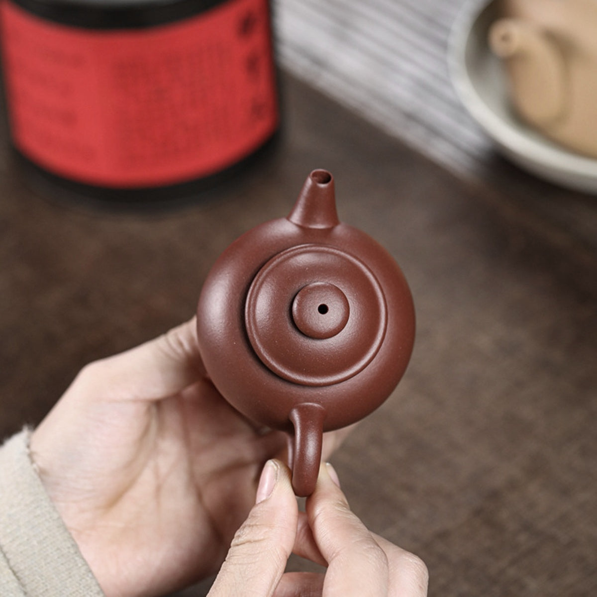 紫砂壺宜興原礦紅皮龍巨綸珠壺110CC高檔紫泥茶壺