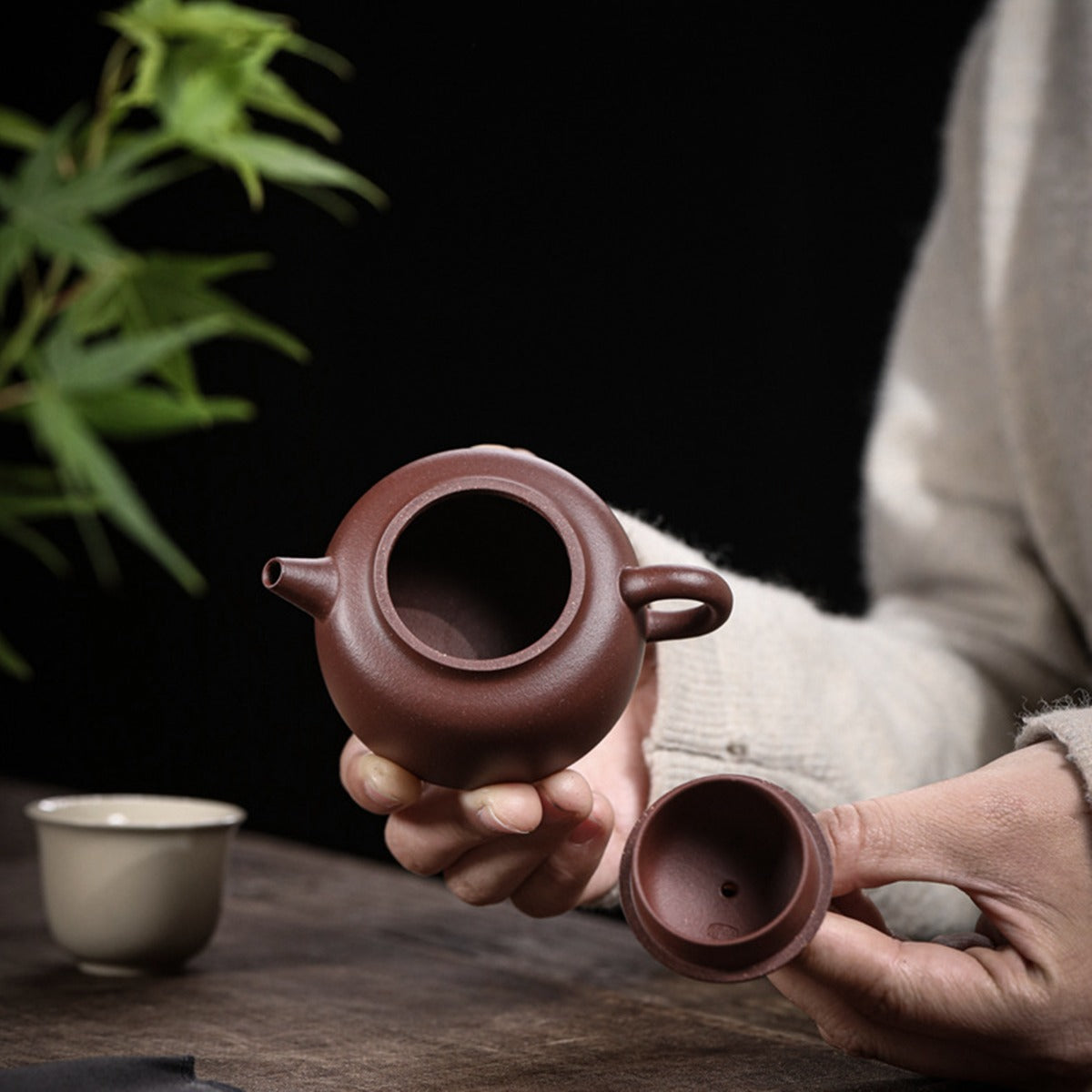 宜興紫砂壺紫泥百衲壺120CC 