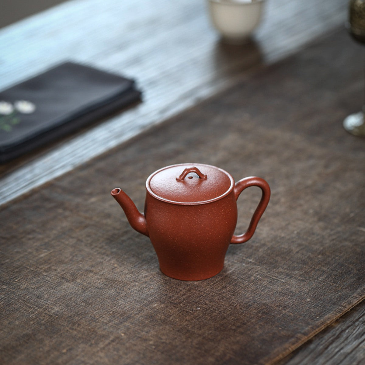 宜興紫砂壺薄胎半手工紅降坡泥素心壺90CC