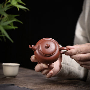 宜興紫砂壺紅降坡泥匏尊水平壺110CC