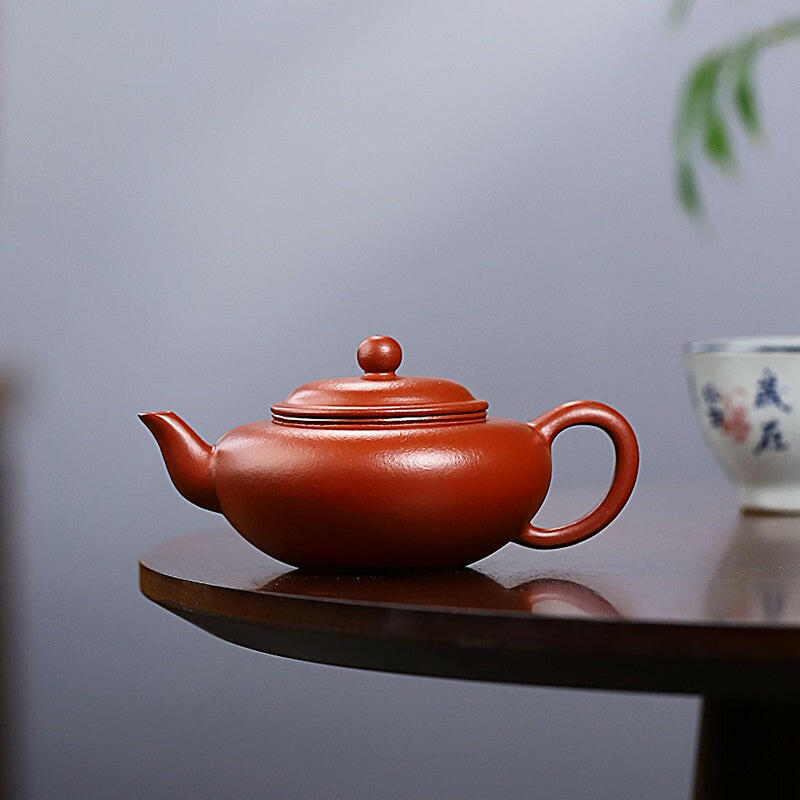 小煤窯朱泥壺扁櫻120cc優質原礦紫砂適合泡高山茶功夫茶具– 嵐雲茶業