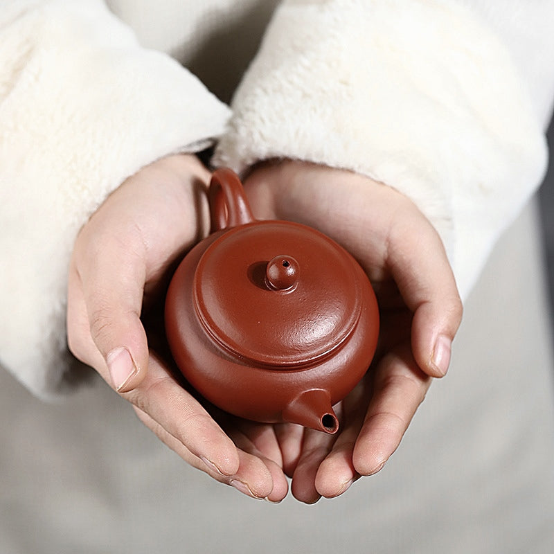 宜興紫砂壺小煤窯朱泥平蓋水平壺120cc適合沖泡台灣高山茶及普洱茶– 嵐