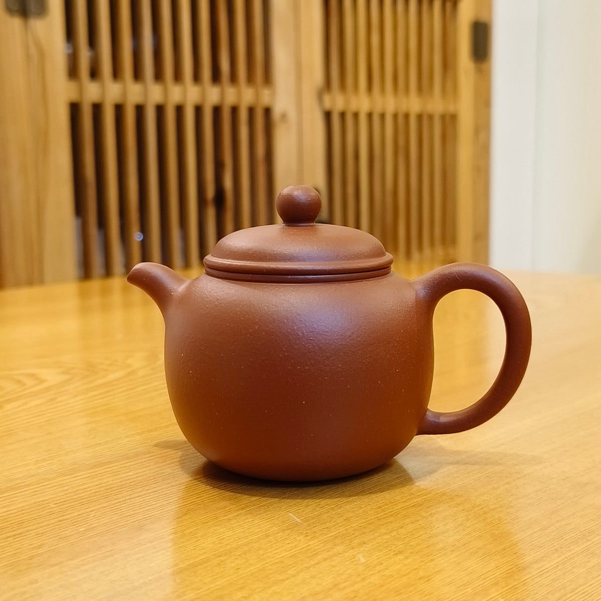 宜興紫砂壺生砂朱泥匏尊壺140CC