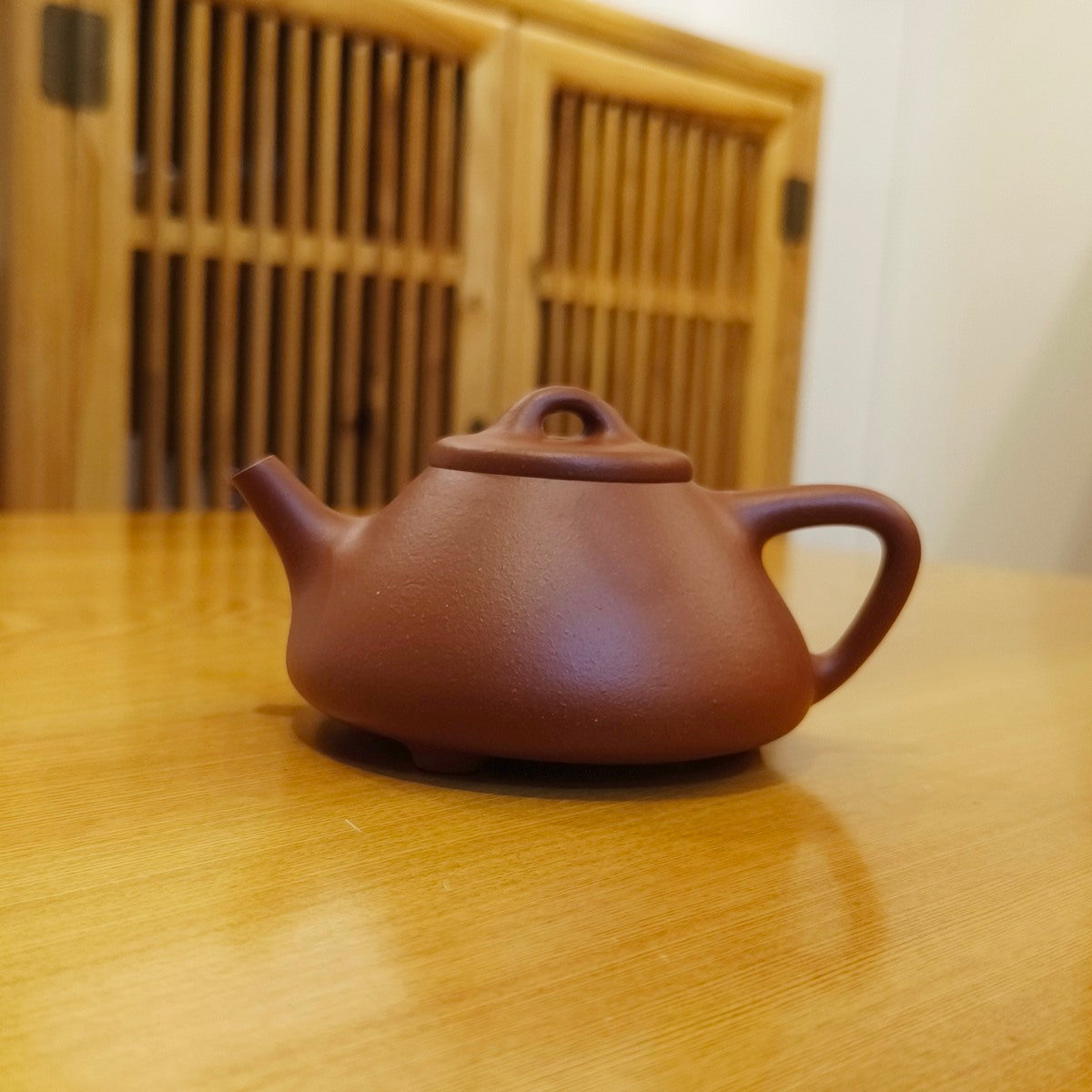 宜興紫砂壺生砂朱泥子冶石瓢壺160CC 