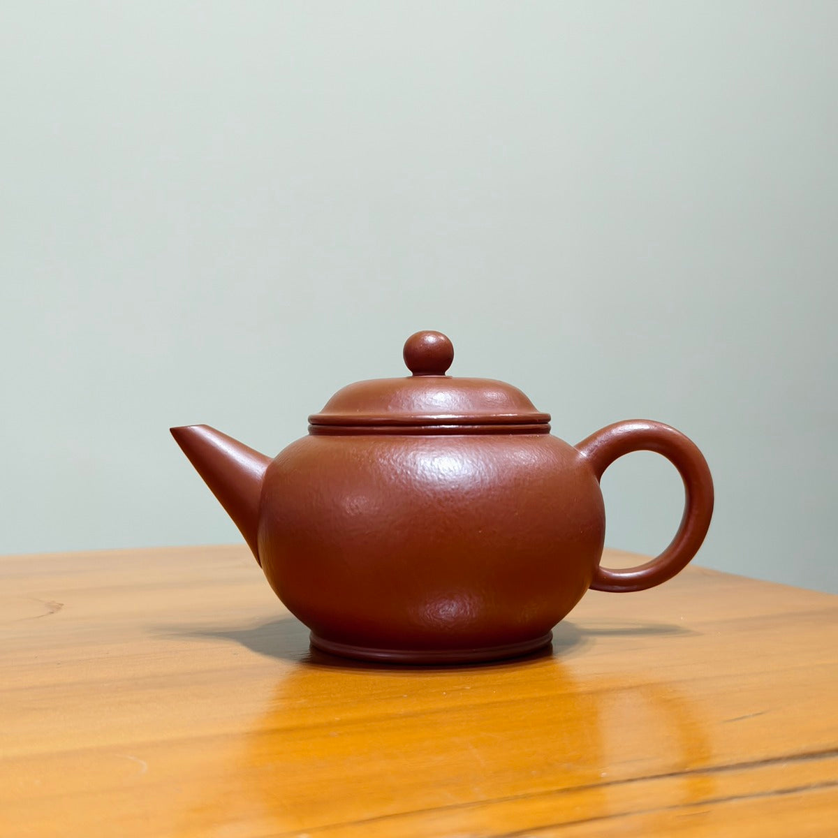 宜興紫砂壺全手工小煤窯朱泥水平壺150cc