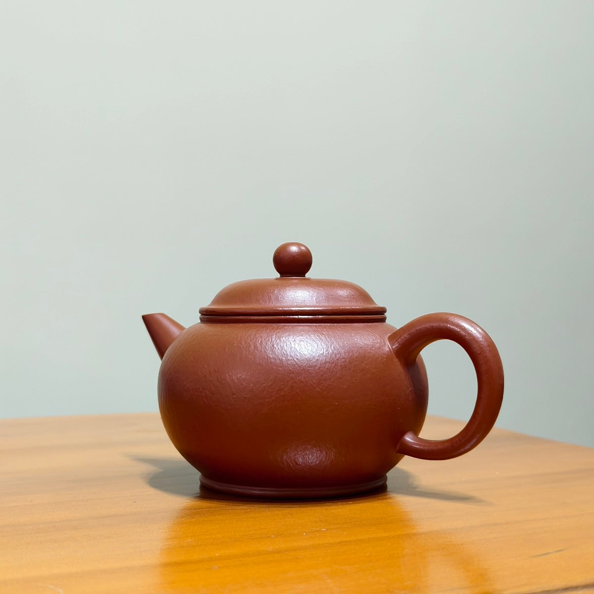 宜興紫砂壺全手工小煤窯朱泥水平壺150cc