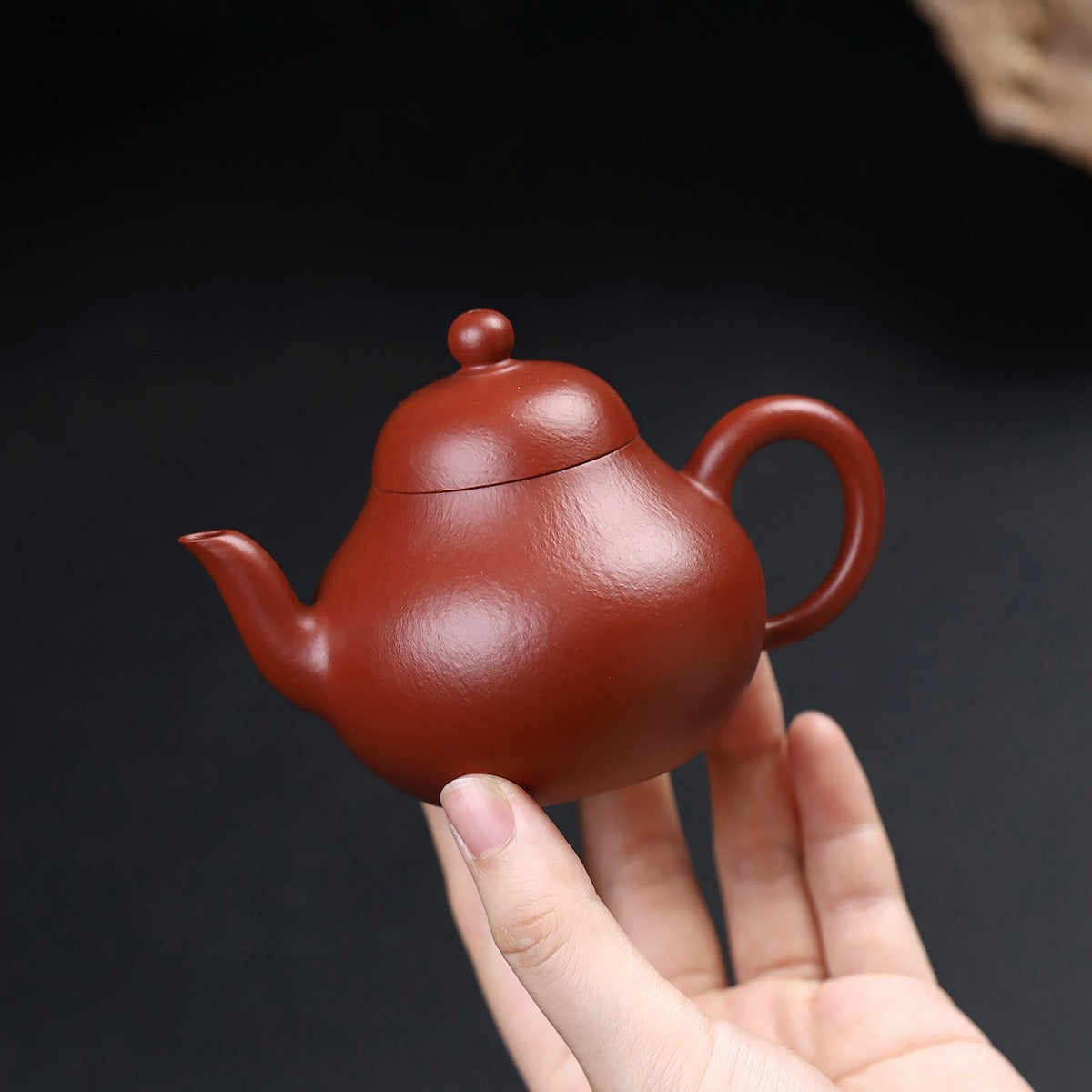 宜興紫砂壺全手工朱泥梨形壺120cc