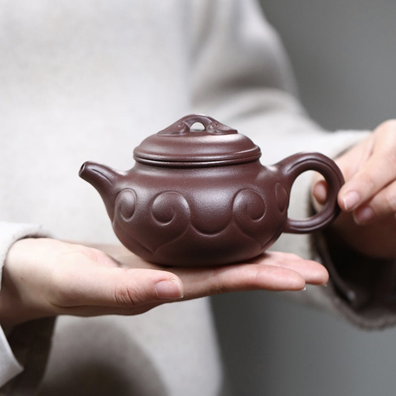 柔らかな質感の 宜興紫砂紫泥仿古如意壺180cc 嵐雲茶業 – 工芸品