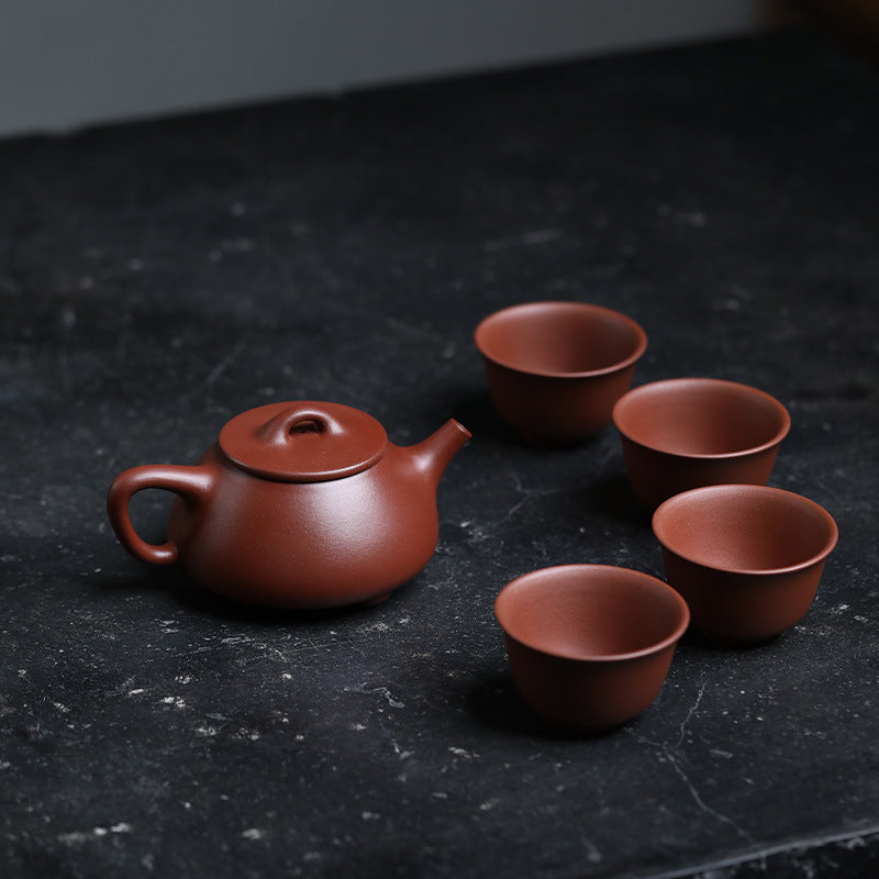 底槽清紫泥石瓢一壺四杯茶具禮盒套裝組 