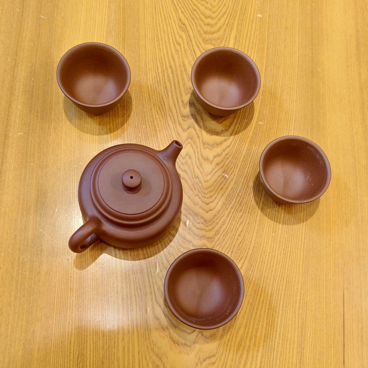 宜興紫砂紫泥德鐘一壺四杯套裝禮盒