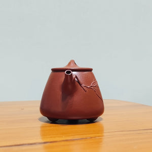 宜興紫砂壺朱泥竹葉高石瓢壺150CC 