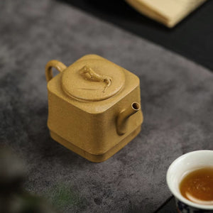 宜興紫砂壺段泥四方竹韻壺120cc 