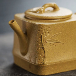 宜興紫砂壺段泥四方竹韻壺120cc 出水