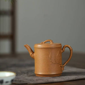 紫砂壺宜興黃降坡泥竹節竹韻壺150c