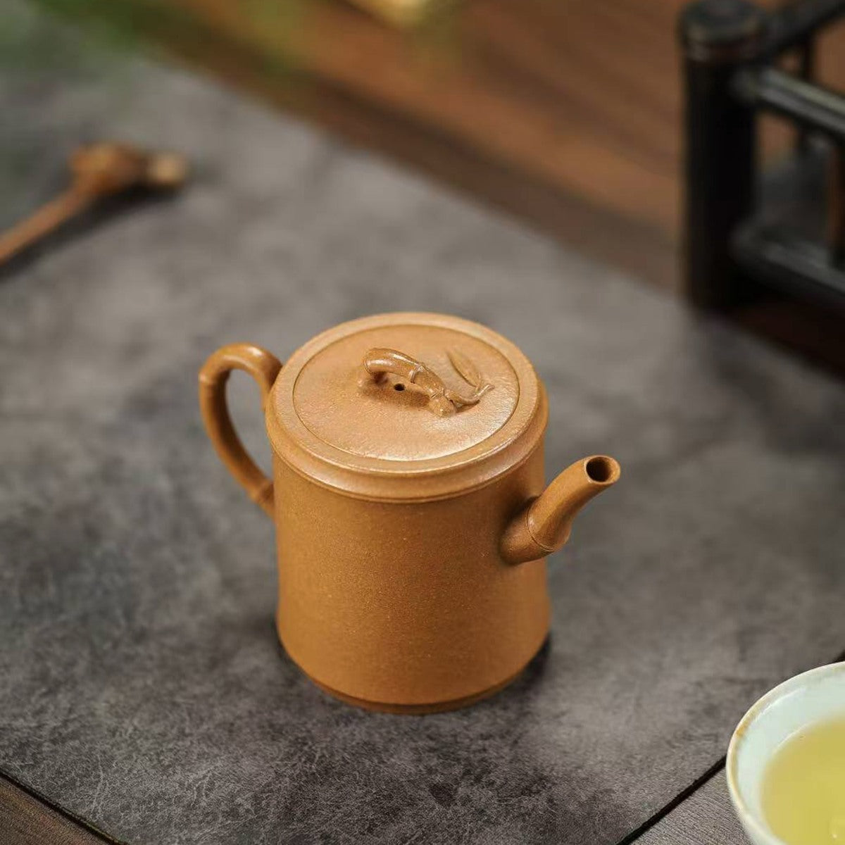 紫砂壺宜興黃降坡泥竹節竹韻壺150c