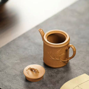 紫砂壺宜興黃降坡泥竹節竹韻壺150c