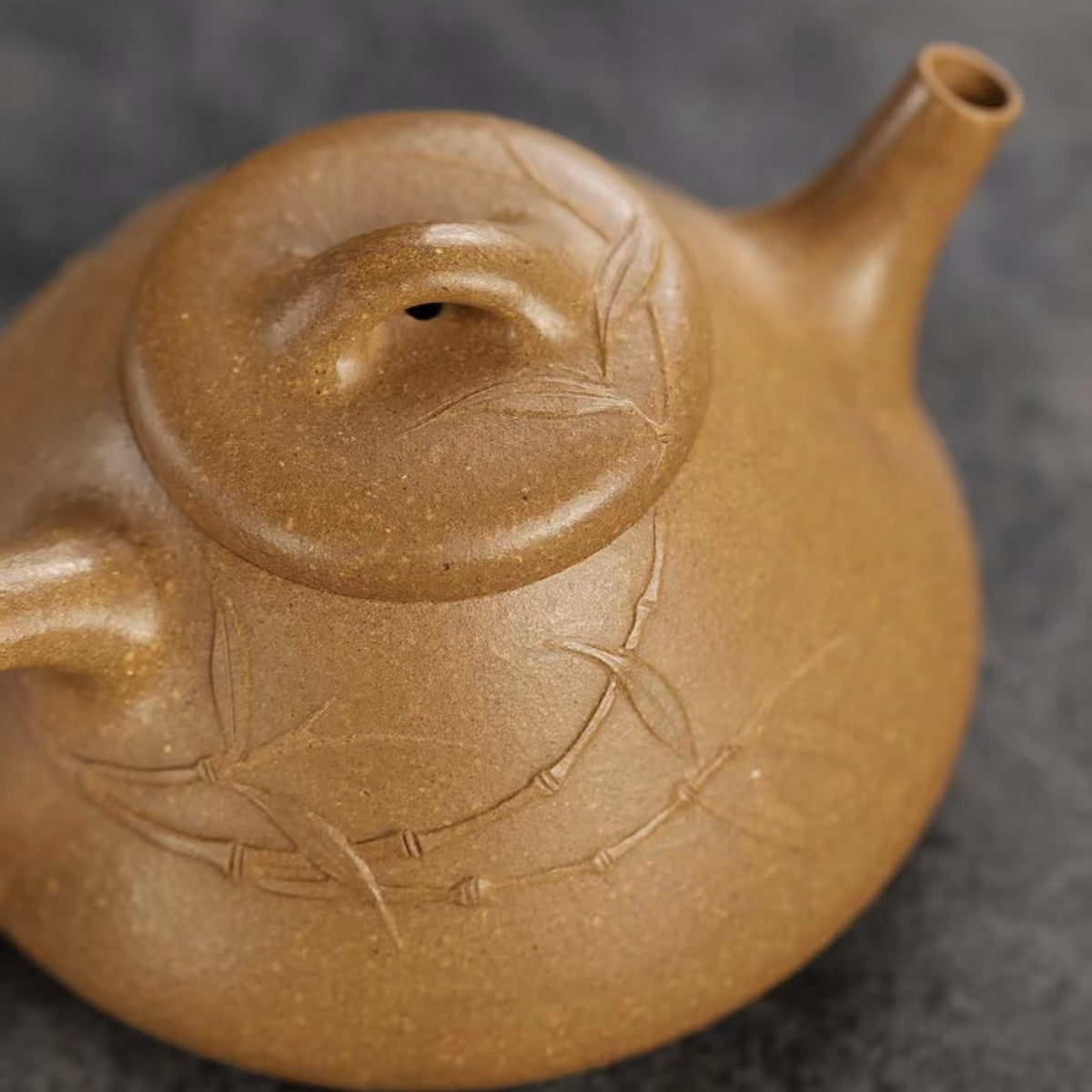紫砂壺宜興降坡泥貼花竹子冶石瓢壺120cc