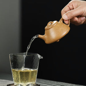 紫砂壺宜興降坡泥貼花竹子冶石瓢壺120cc