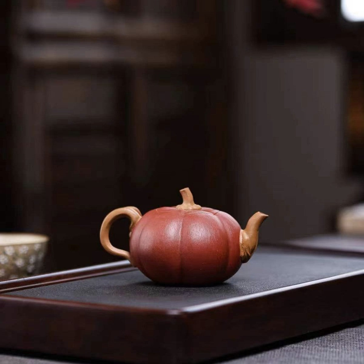 宜興紫砂壺降坡泥南瓜壺200cc精美花塑器型