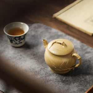 宜興紫砂壺段泥小品竹韻壺100cc貼花工藝仿生壺美品