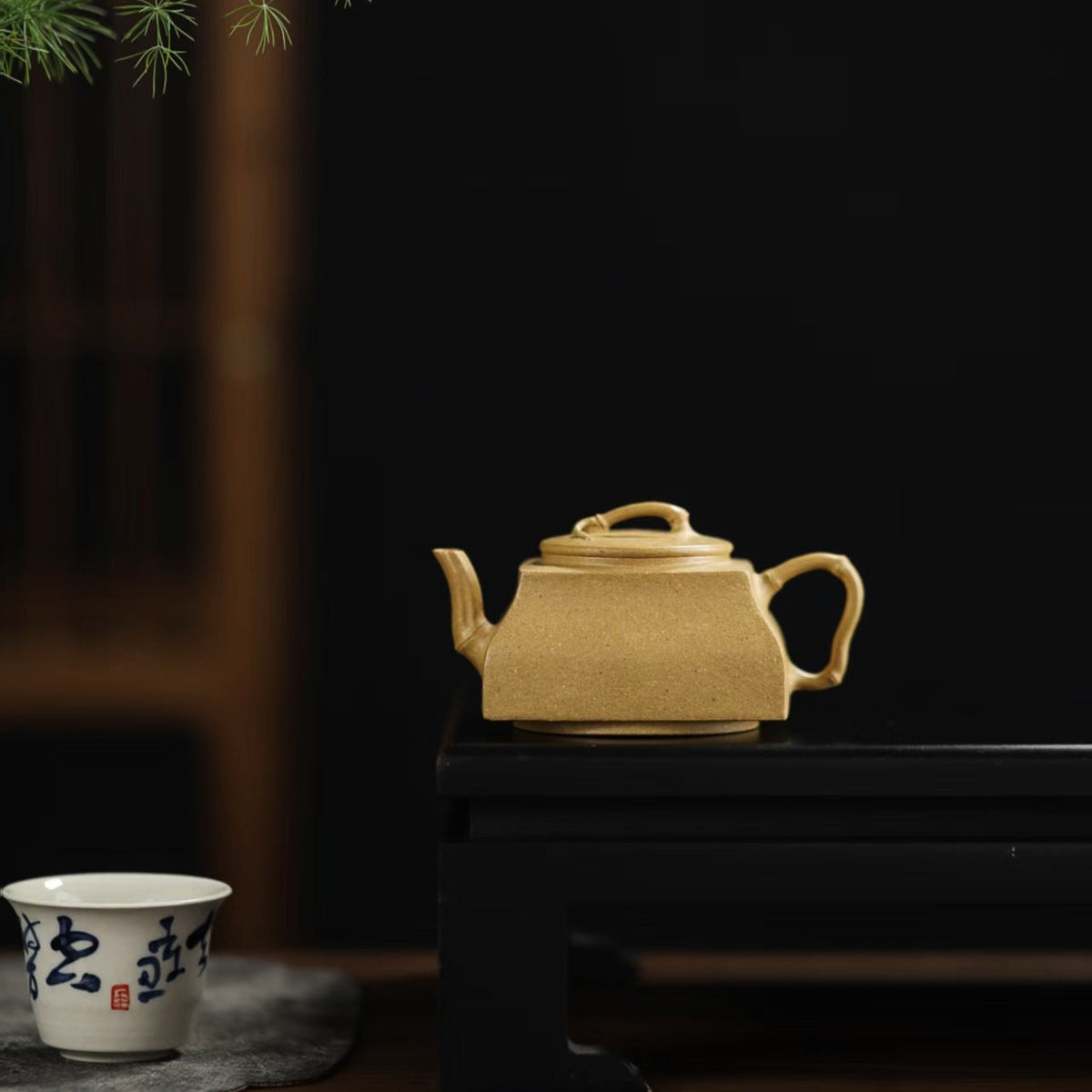 宜興段泥紫砂壺小品四方竹段壺100cc