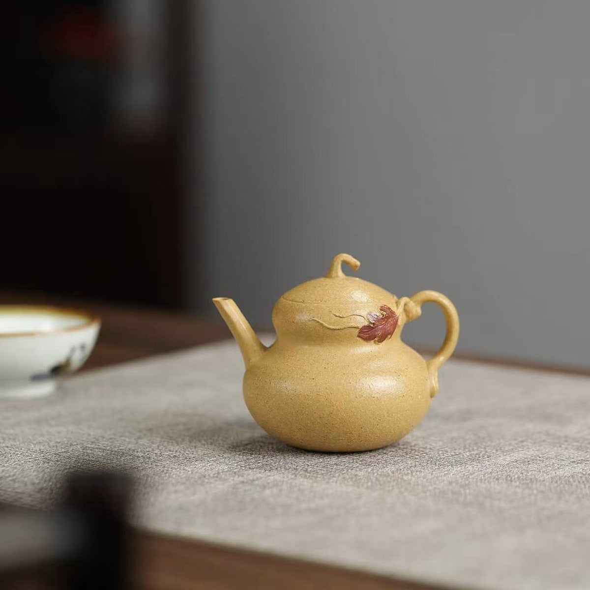 宜興紫砂壺段泥小品葫蘆壺110cc花塑器精品壺