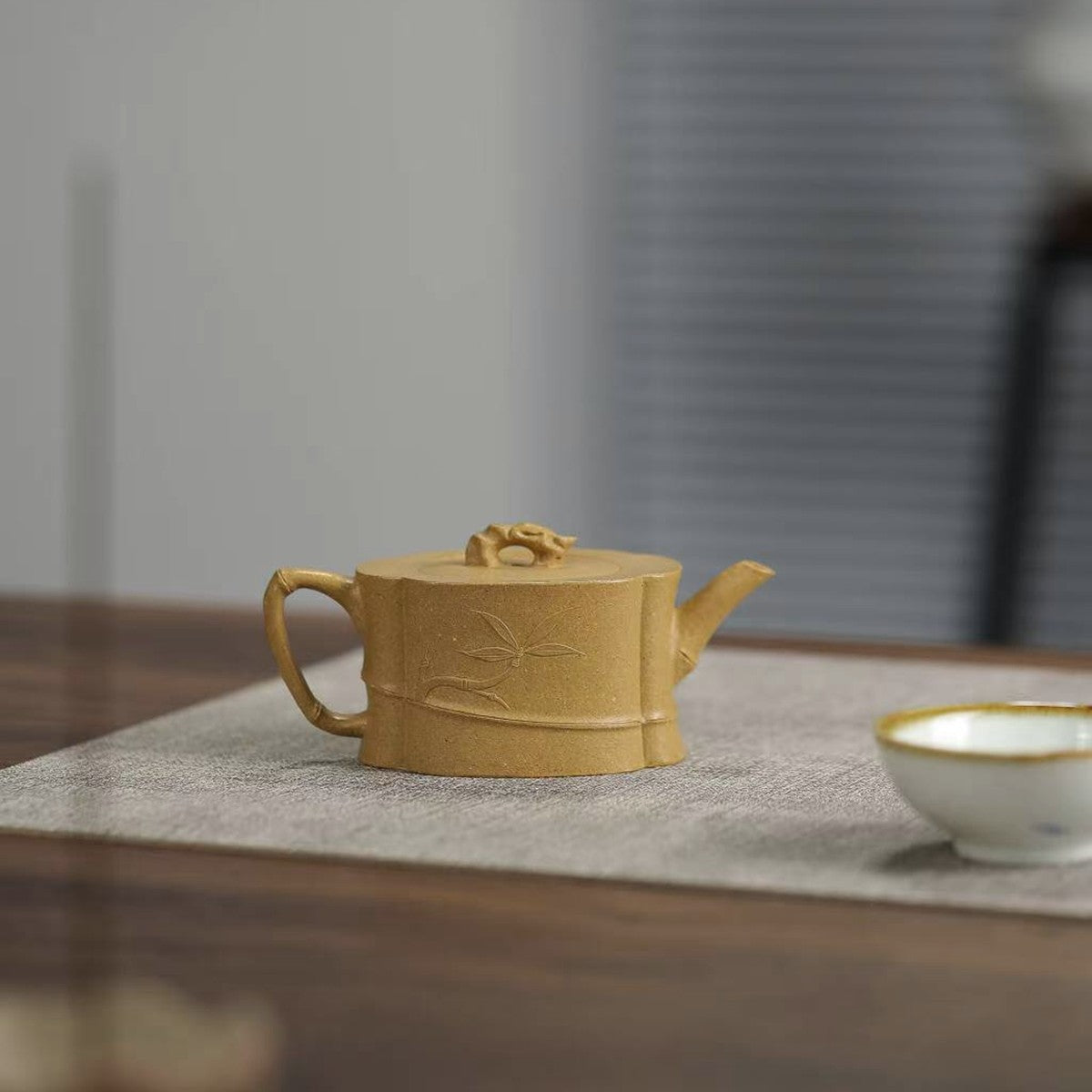 宜興紫砂壺段泥海棠竹節壺120cc