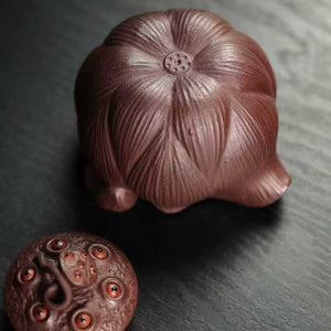 宜興紫砂紫泥蓮蓬手抓壺170cc