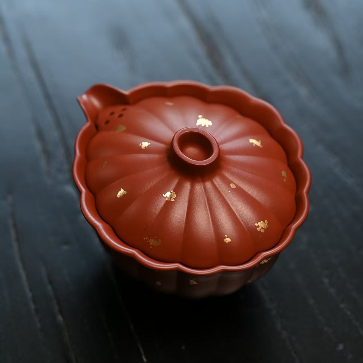 大紅袍朱泥菊瓣手抓壺一壺二杯旅行套組150cc