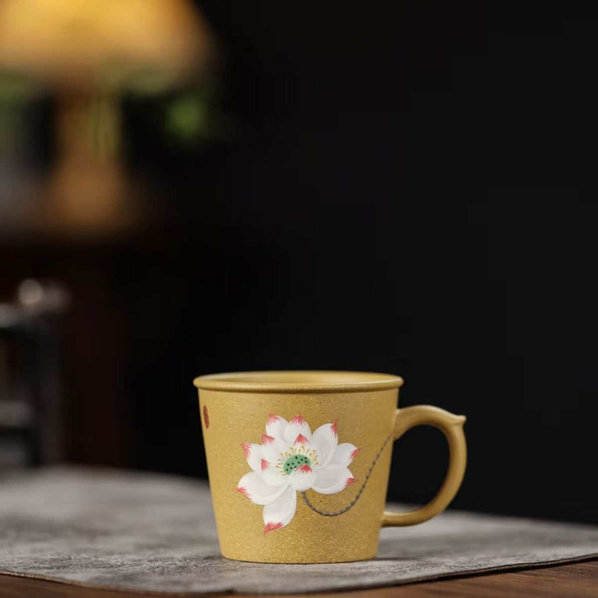 段泥手繪蓮花品茗杯100cc白蓮花款式