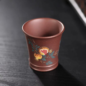 紫泥手繪石榴品茗杯100cc 