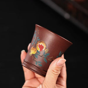 紫泥手繪石榴品茗杯100cc 主人杯