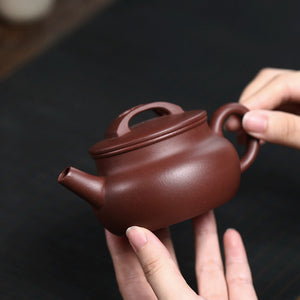 紫砂壺宜興紫泥底槽青荷趣漢瓦壺200CC 