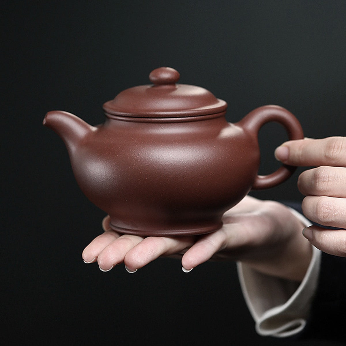 宜興紫砂壺紫泥底槽青掇只壺300CC