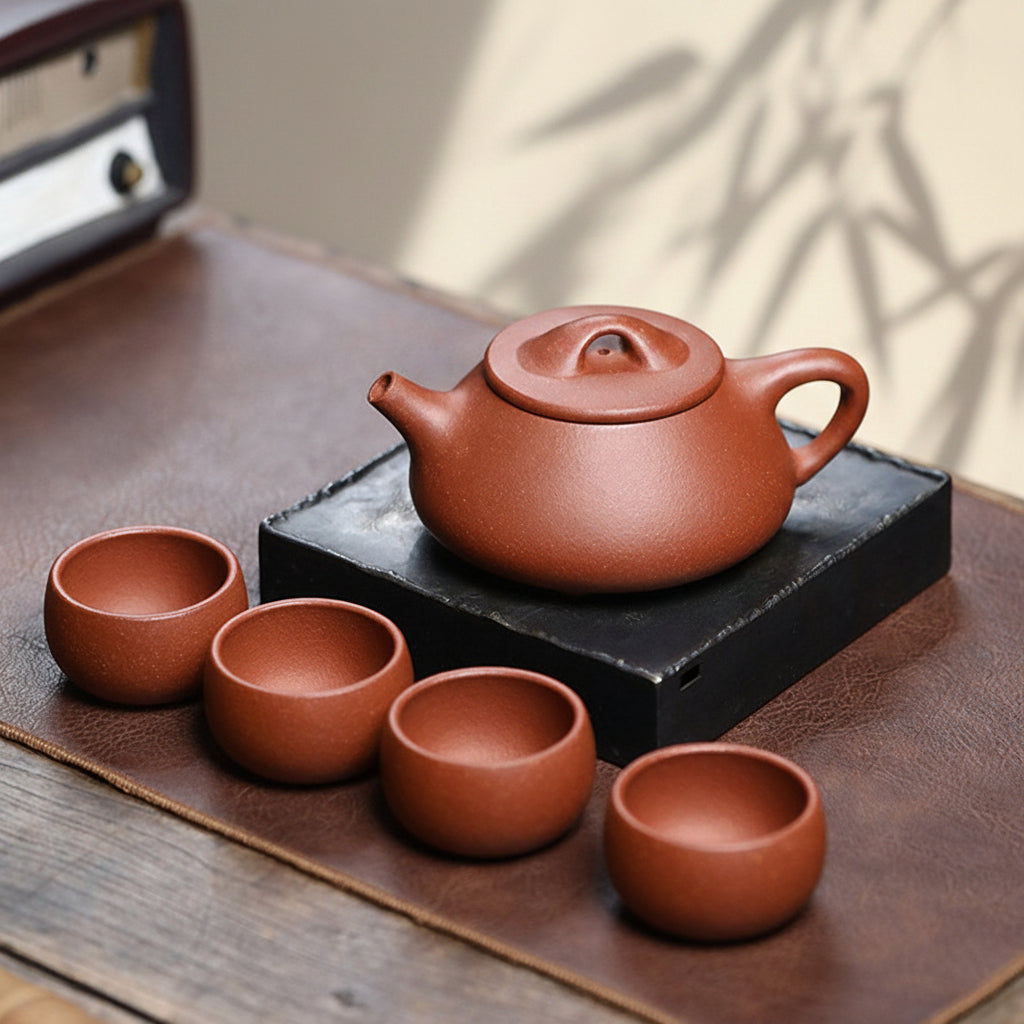 降坡泥景舟石瓢壺一壺4杯茶具禮盒套裝組