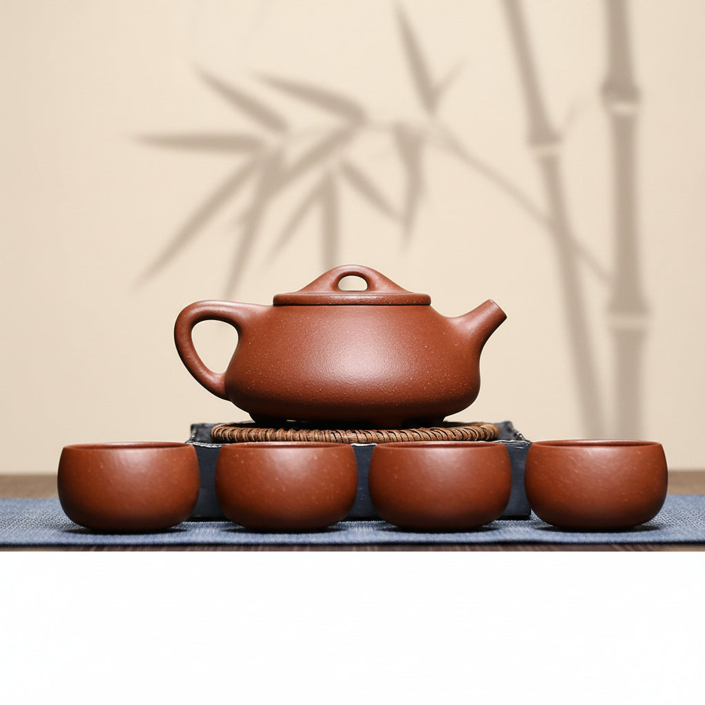 降坡泥景舟石瓢壺一壺4杯茶具禮盒套裝組