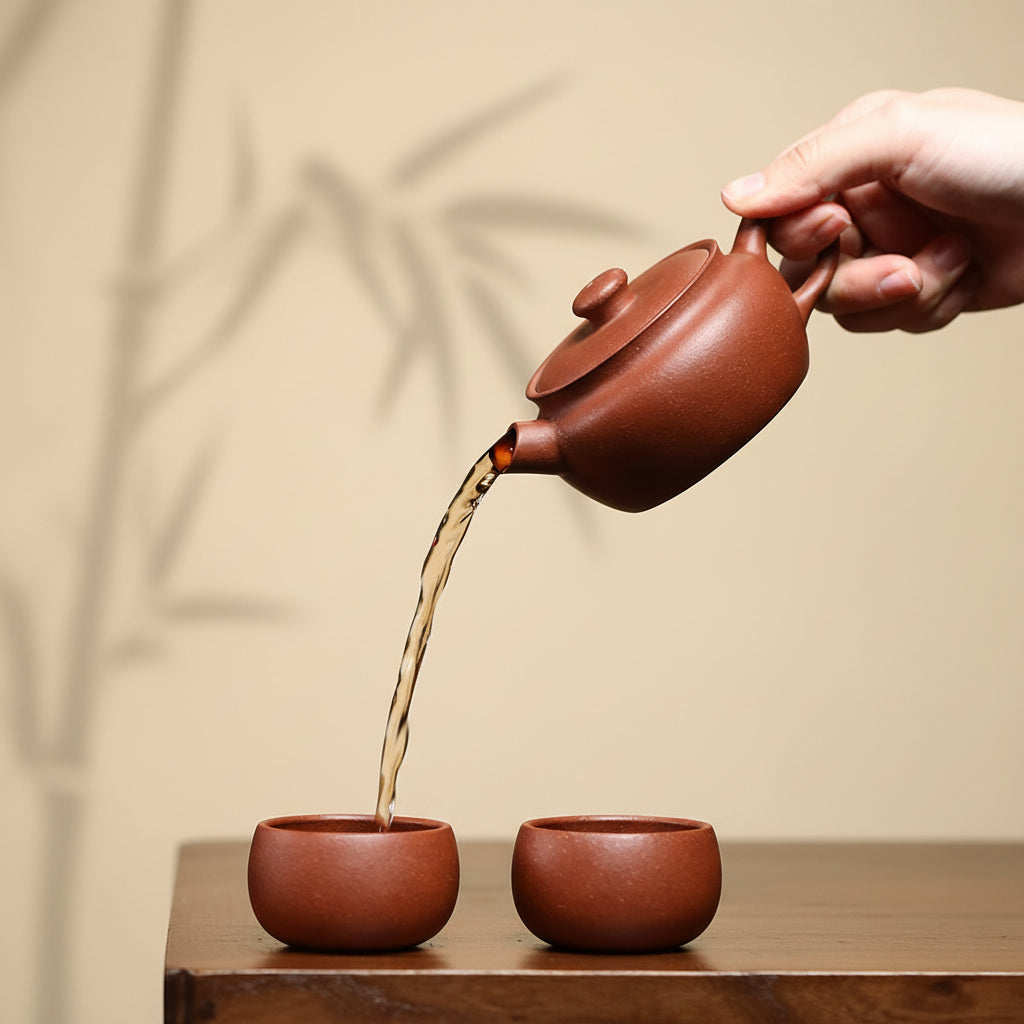 出水順暢的降坡泥砲嘴漢瓦壺一壺2杯茶具禮盒套裝組