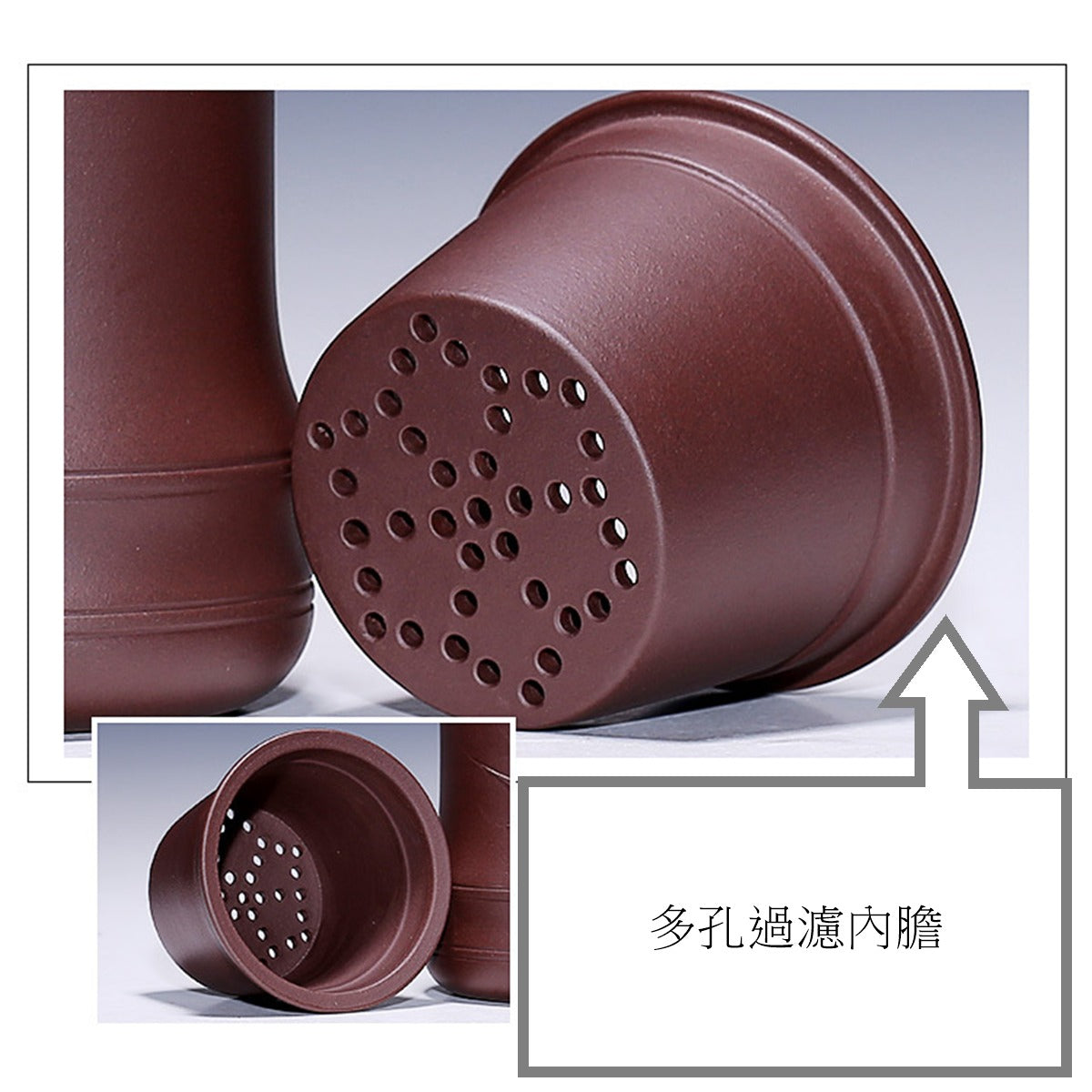 宜興紫砂辦公杯500cc紫泥竹節貼葉